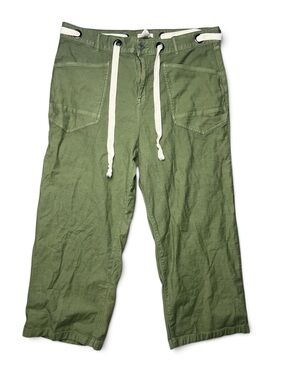 FESTI Olive Green Lace-Up Wide Leg Crop Pants Plus Size 20P
